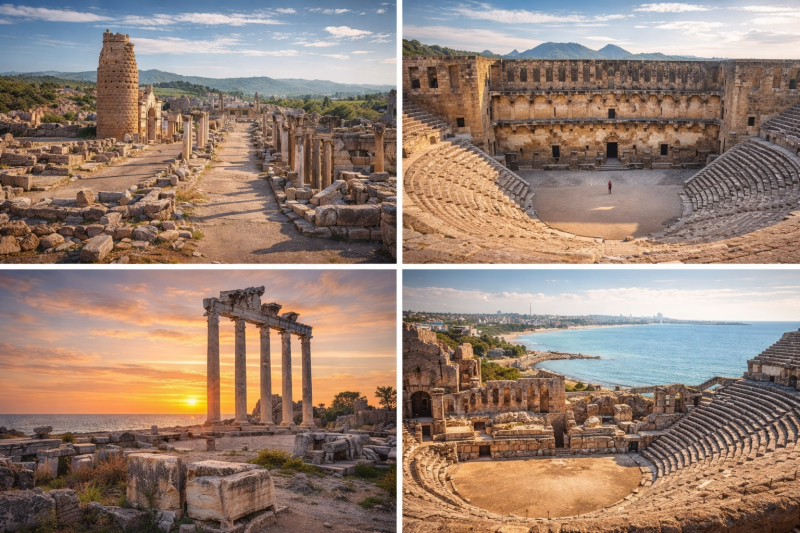 Perge Aspendos ve Side Taşın Zamanla Konuşması