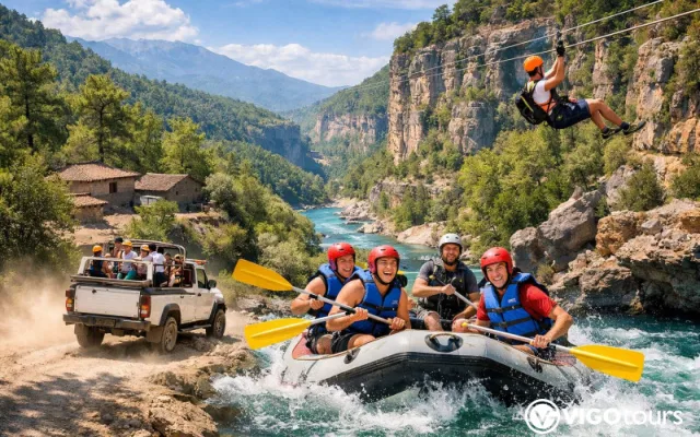 Rafting, Jeep-Safari, Zipline & Adler Canyon erleben
